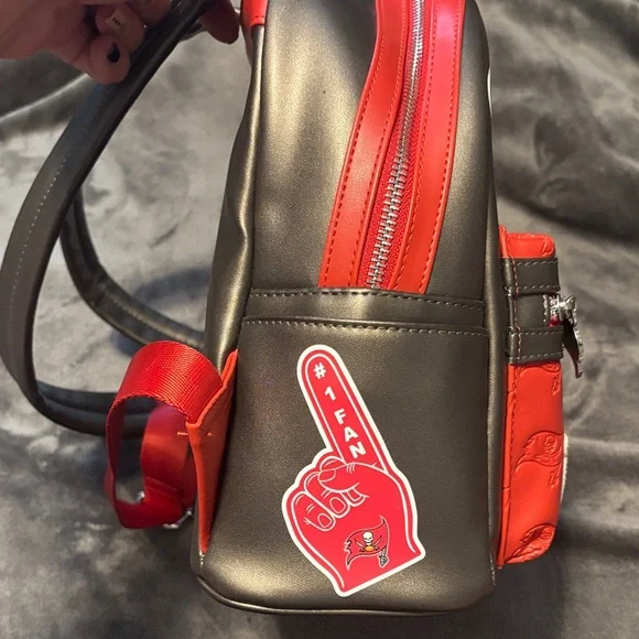 NWOT Loungefly Red and Brown Buccaneers Backpack - Picture 5 of 11